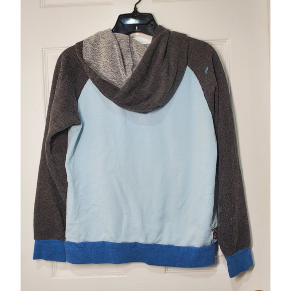 Volcom Men’s Hoodie Sweatshirt Colorblock Gray Blue Size M Casual Pullover - Picture 13 of 15